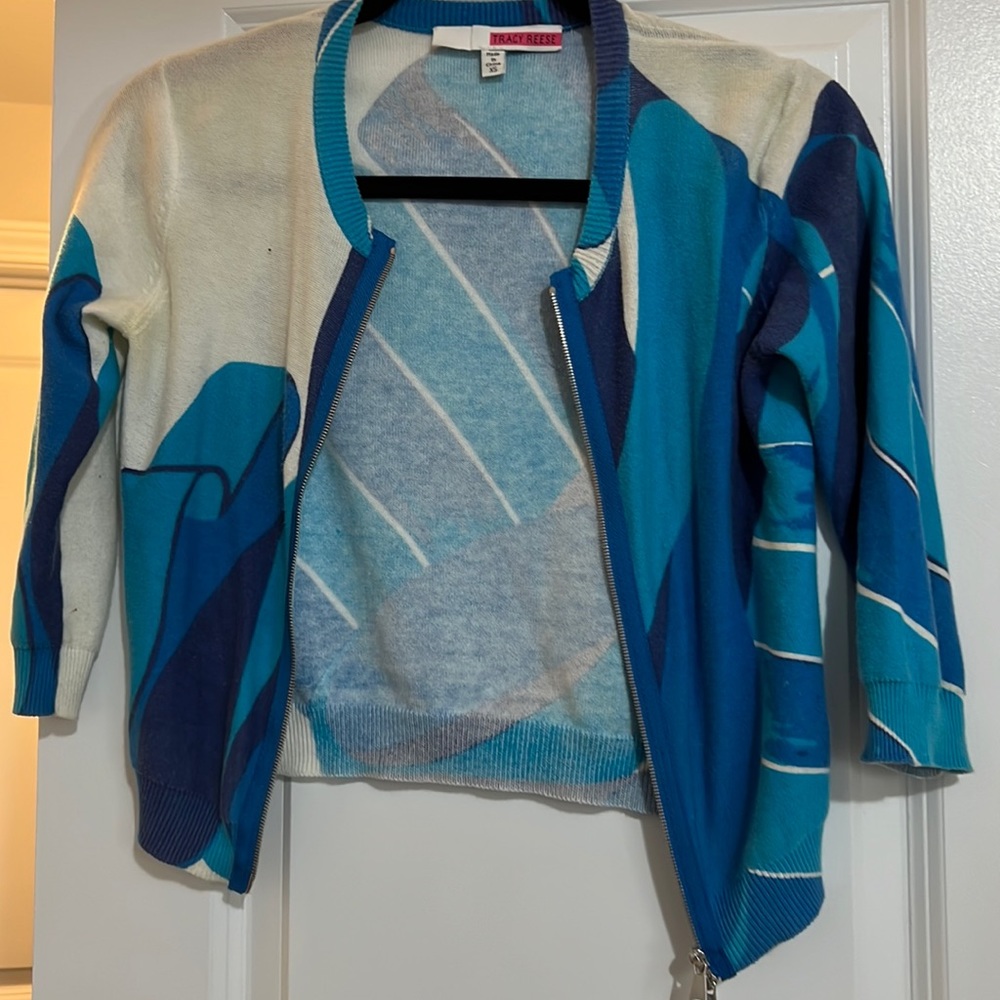 Blue zip cardigan